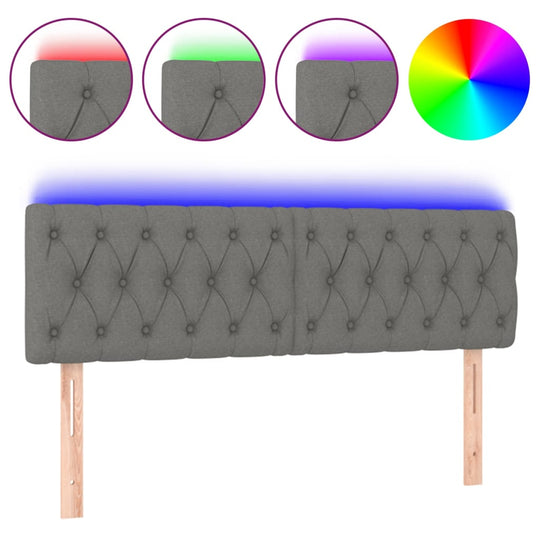 LED Headboard Dark Grey 160 cm Fabric