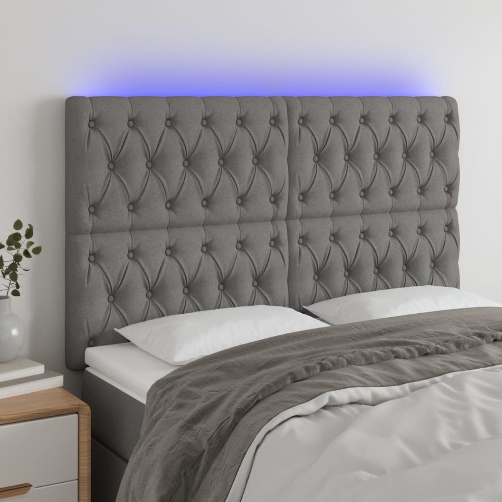 LED Headboard Dark Grey 160 cm Fabric