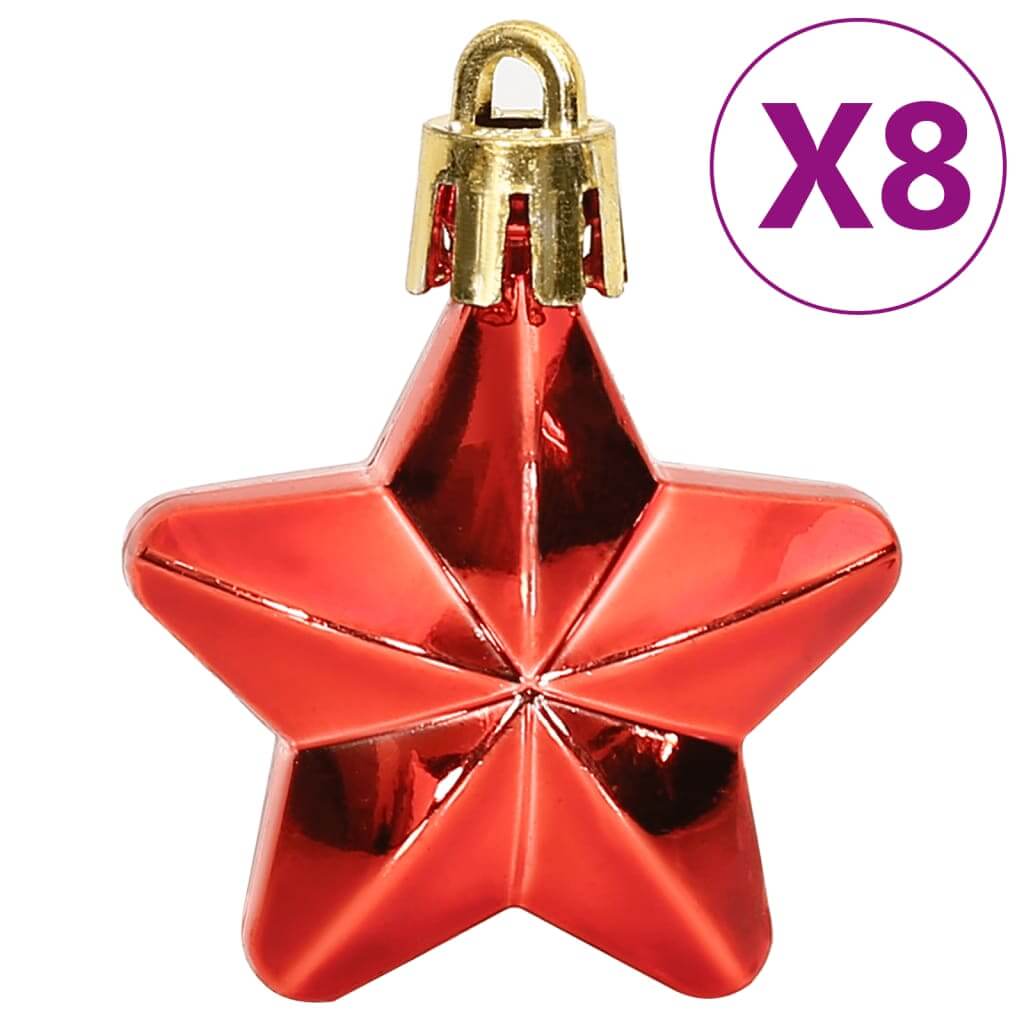 Red star-shaped Christmas bauble made from quality polystyrene, part of an affordable 8-piece set.