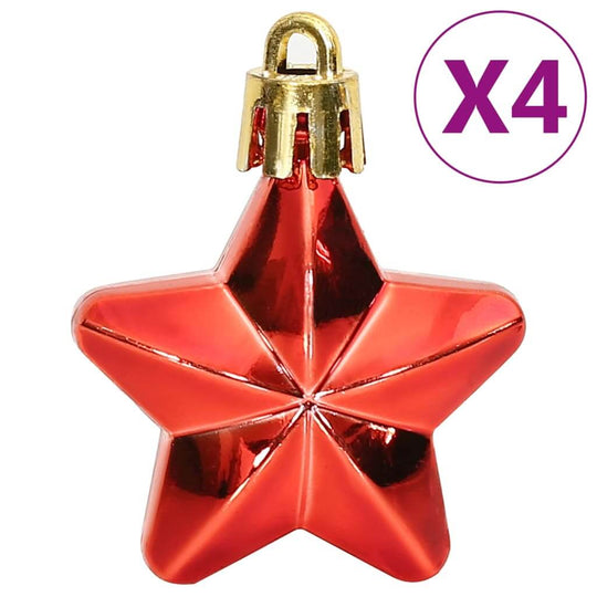 Shatterproof red star-shaped Christmas bauble made from polystyrene, set of 4, affordable quality holiday decoration.