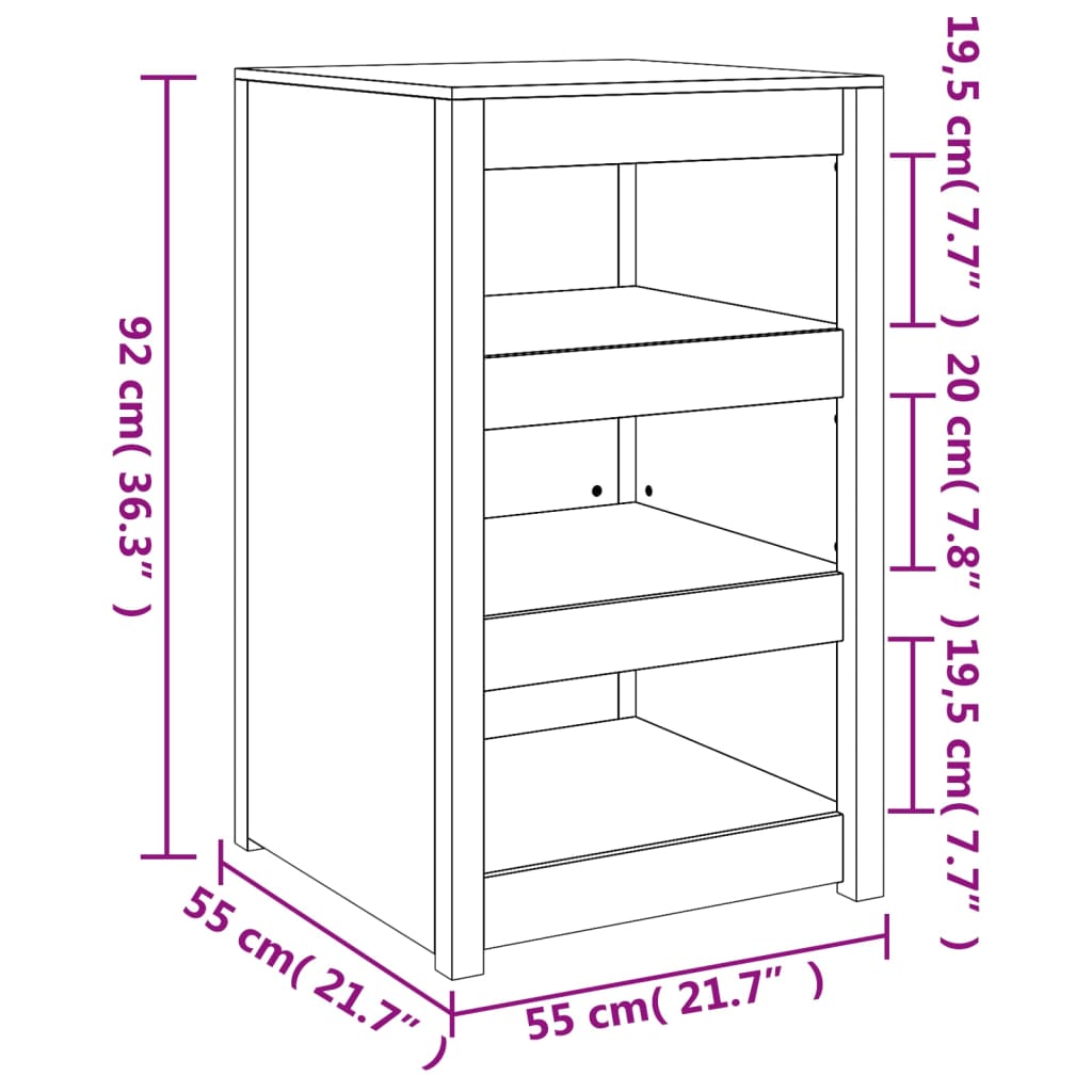 Outdoor Kitchen Cabinet 55x55x92 cm Solid Wood Pine