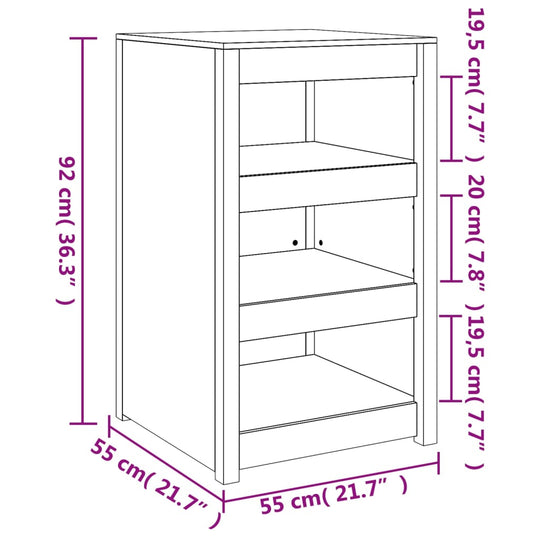 Outdoor Kitchen Cabinet 55x55x92 cm Solid Wood Pine