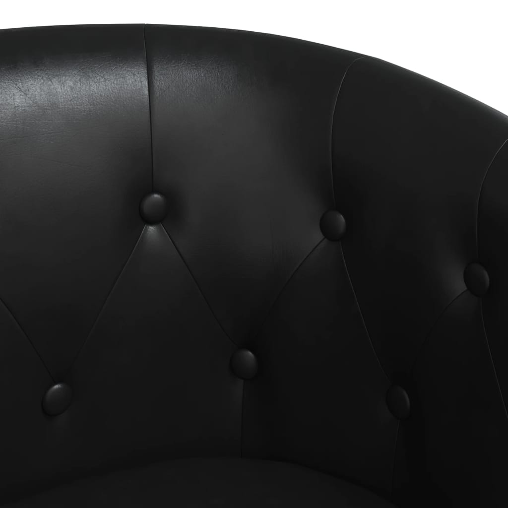 Tub Chair with Footstool Black Faux Leather