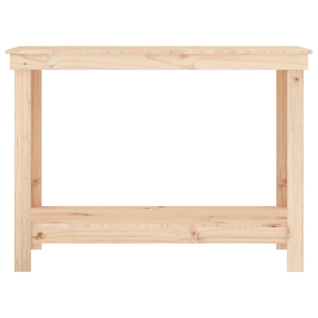 Solid pine wood work bench with shelf, 110x50x80 cm, offers affordable quality and ample storage for garage tools.