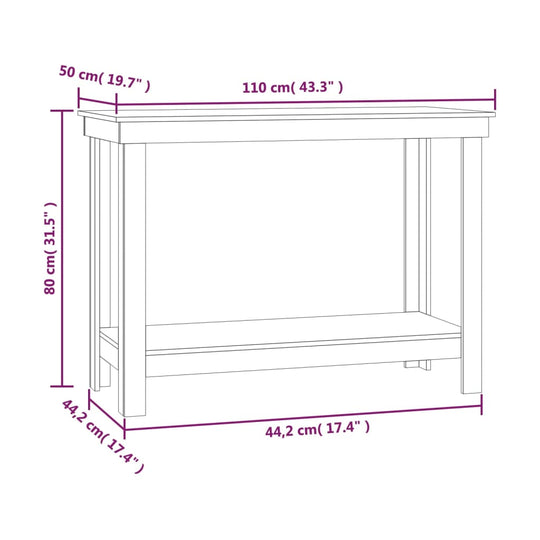 Dimensions of Work Bench 110x50x80 cm, Solid Wood Pine, shown with measurements for affordable quality workspace solution.