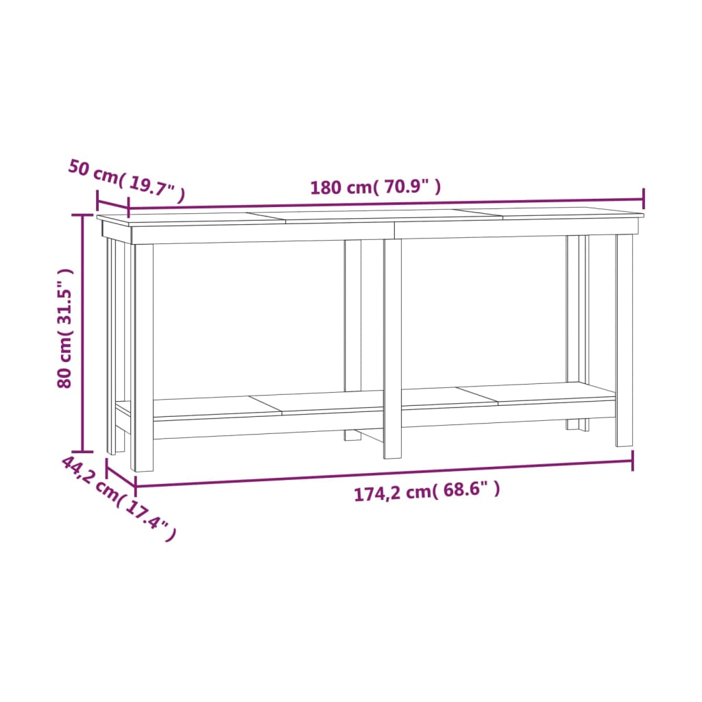 Work Bench 180x50x80 cm Solid Wood Pine