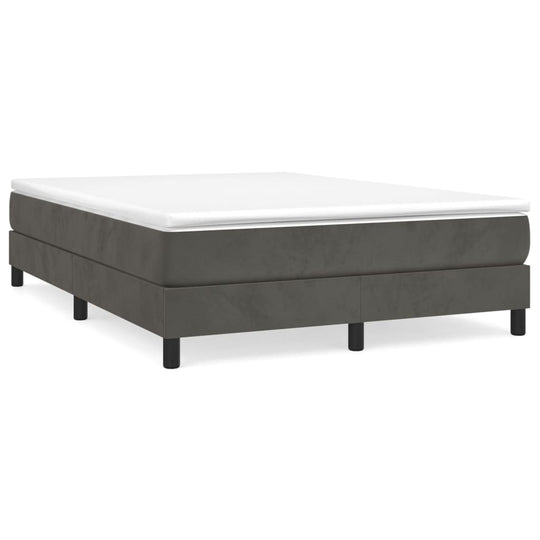 Box Spring Bed with Mattress Dark Grey 153x203 cm Queen Size Velvet