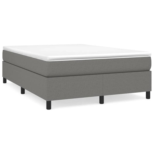 Box Spring Bed with Mattress Dark Grey 137x187 cm Double Size Fabric