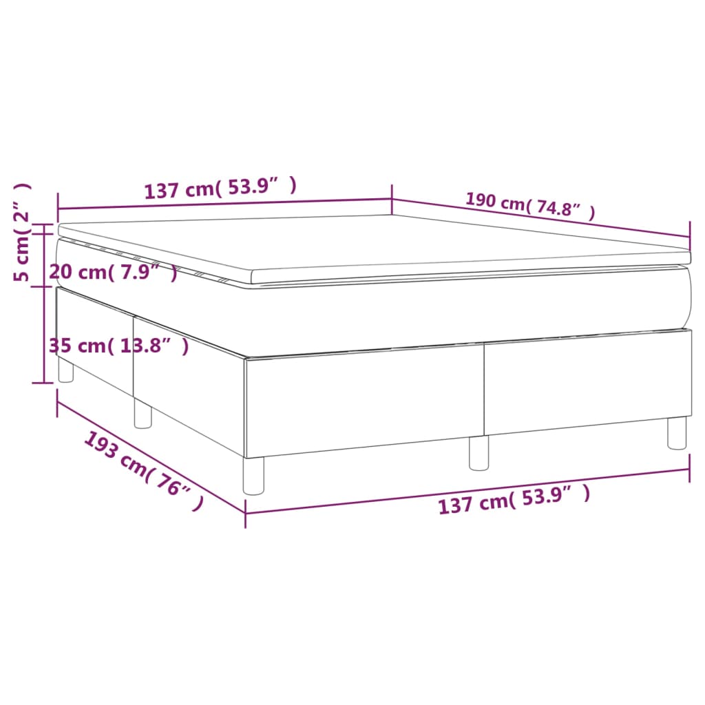 Box Spring Bed with Mattress Dark Grey 137x187 cm Double Size Fabric