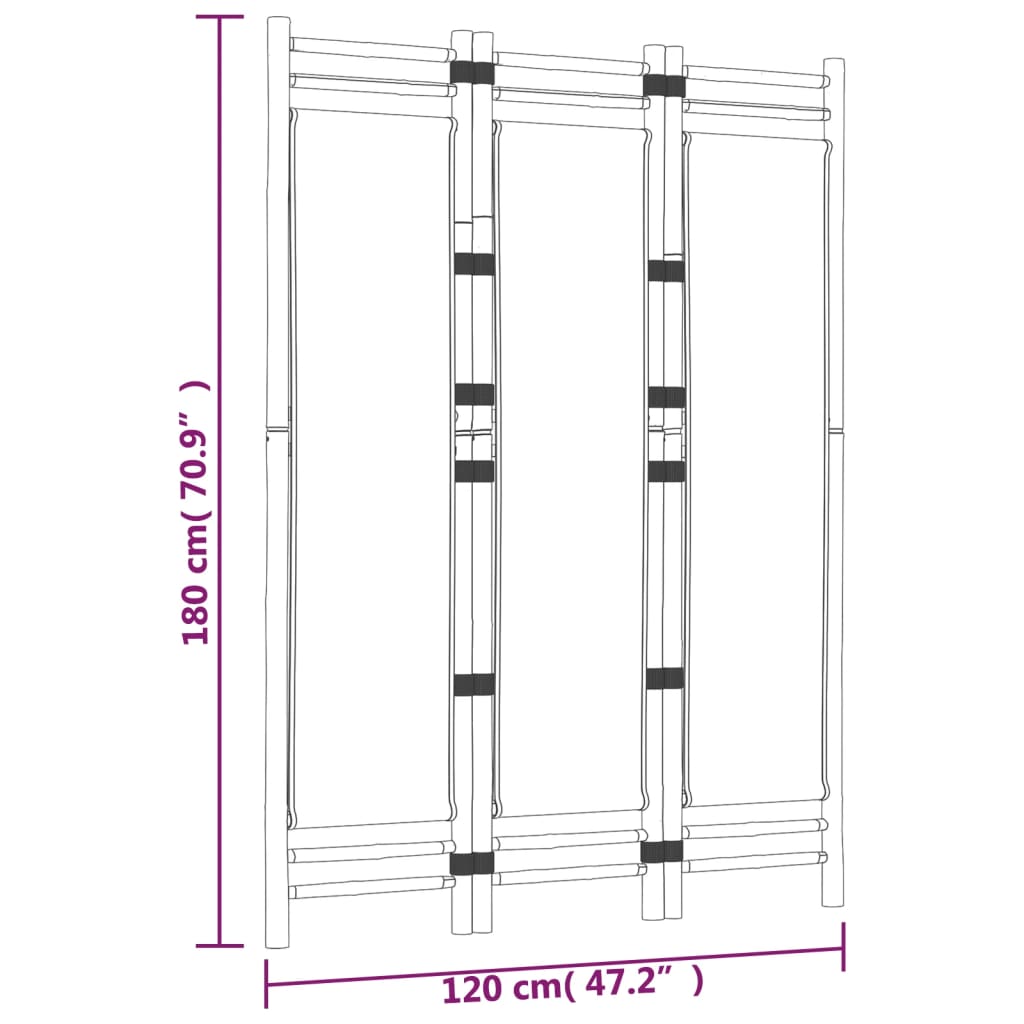 Folding 3-Panel Room Divider 120 cm Bamboo and Canvas