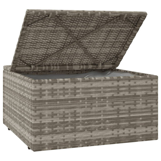 Garden Footrest with Cushion Grey 55x55x30 cm Poly Rattan