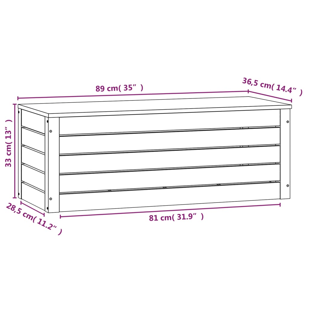 Storage Box White 89x36.5x33 cm Solid Wood Pine