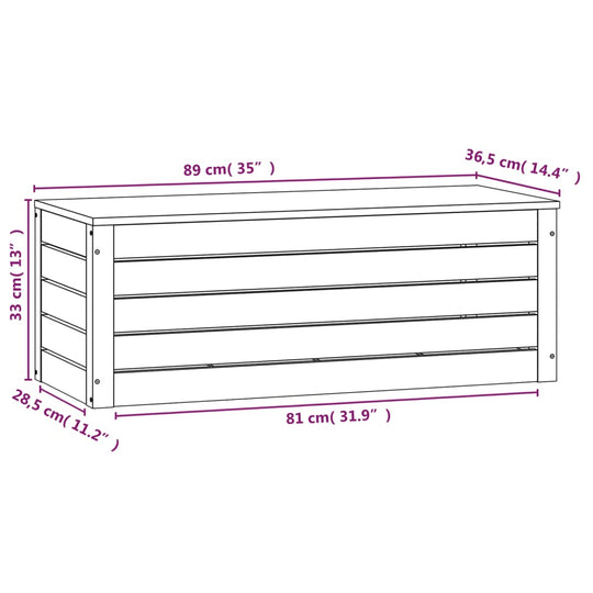 Storage Box White 89x36.5x33 cm Solid Wood Pine