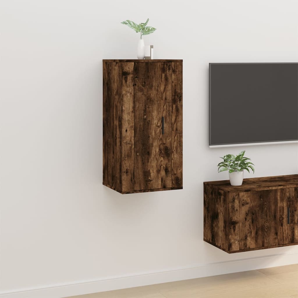 Wall Mounted TV Cabinet Smoked Oak 40x34.5x80 cm