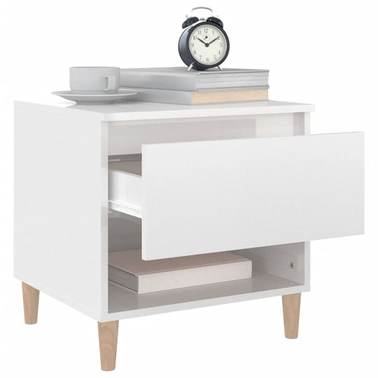 Bedside Tables 2 pcs High Gloss White 50x46x50 cm Engineered Wood