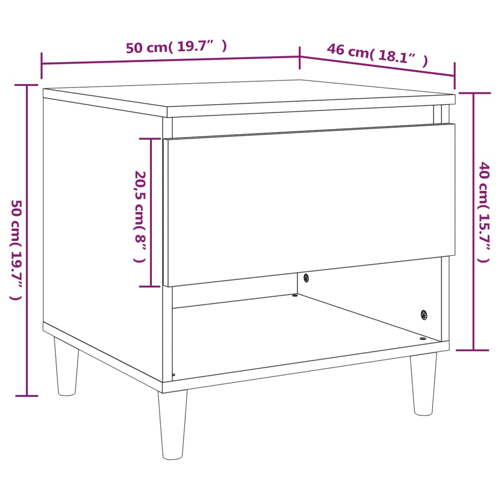 Bedside Tables 2 pcs High Gloss White 50x46x50 cm Engineered Wood