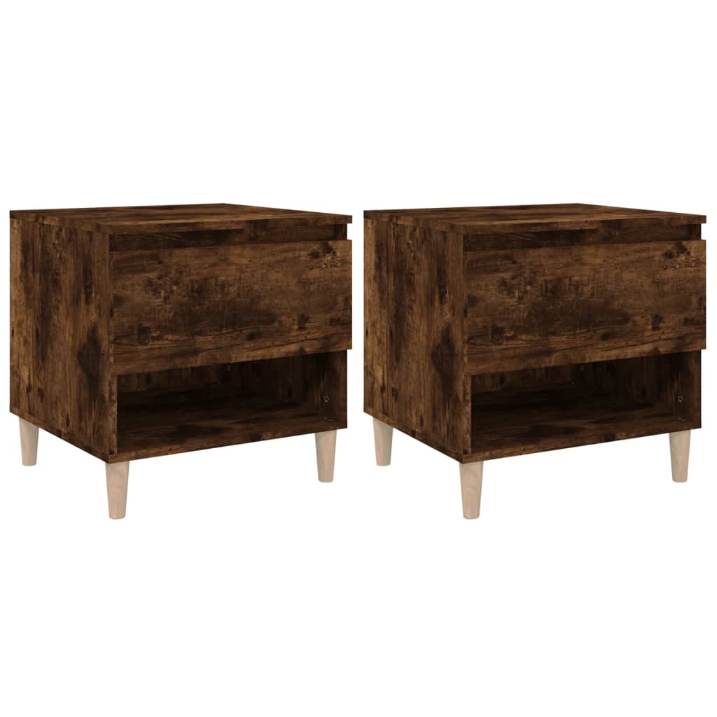 Bedside Tables 2 pcs Smoked Oak 50x46x50 cm Engineered Wood