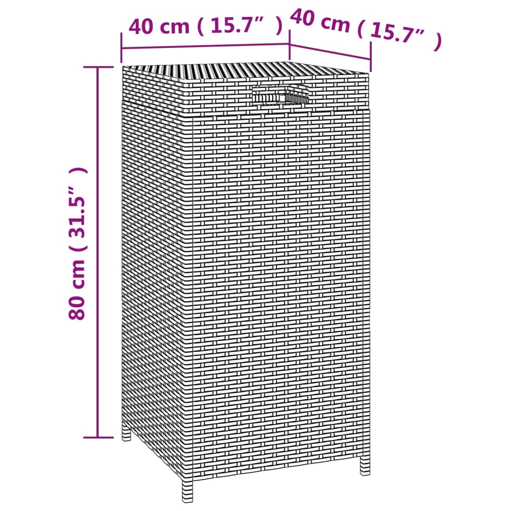 Trash Bin Brown 40x40x80 cm Poly Rattan