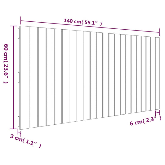 Wall Headboard White 140 cm Solid Wood Pine