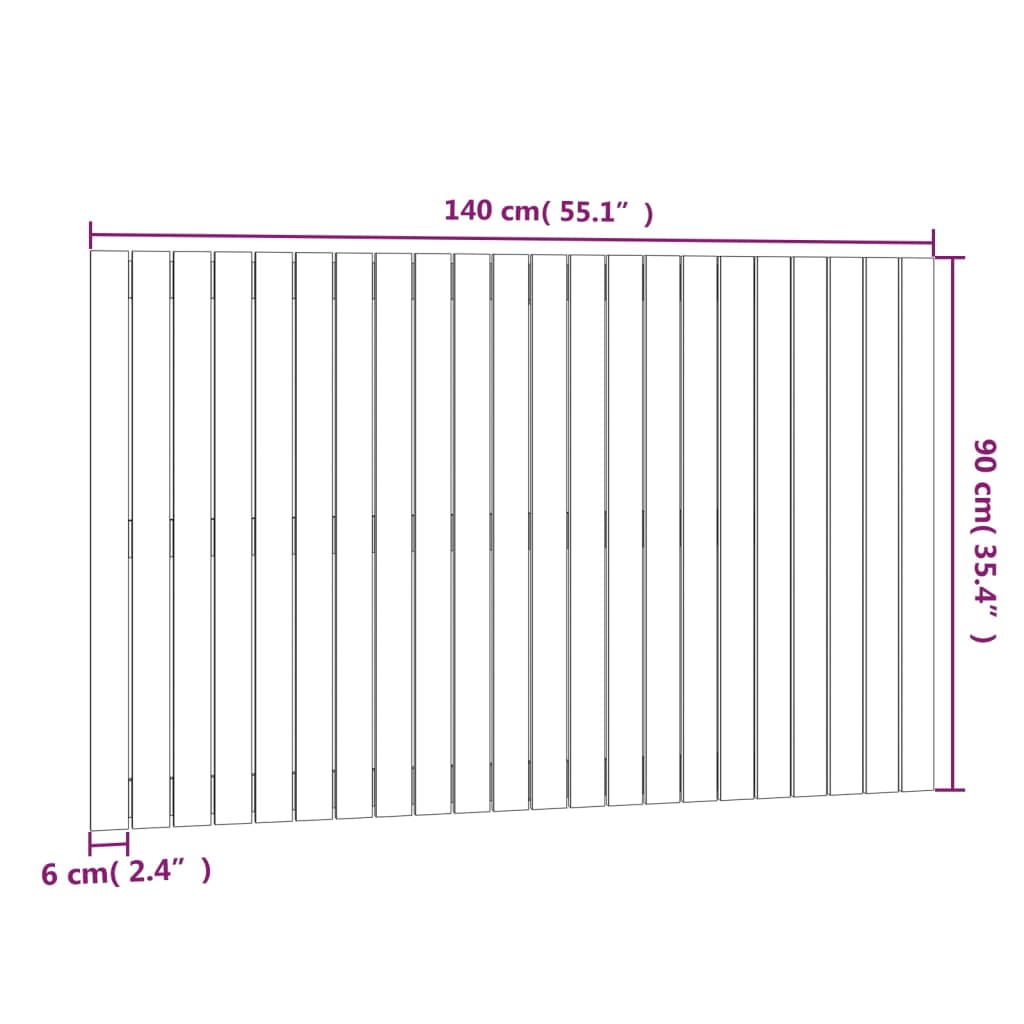 Wall Headboard 140 cm Solid Wood Pine