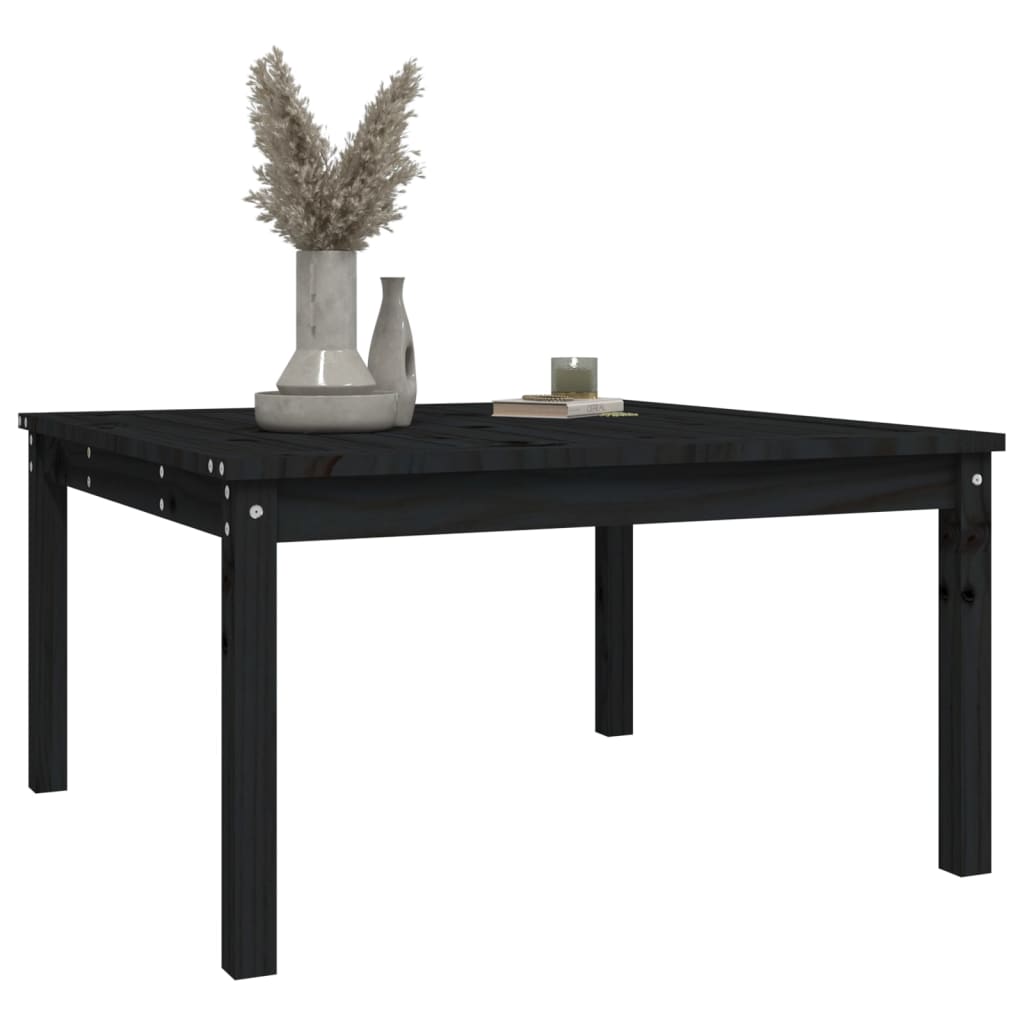 Garden Table Black 82.5x82.5x45 cm Solid Wood Pine