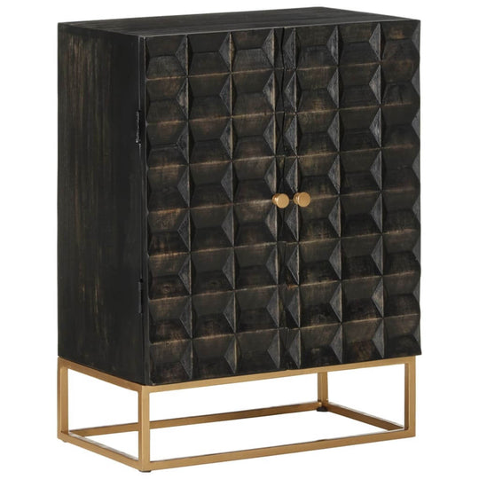 Sideboard Black 55X34X75 Cm Solid Wood Mango And Iron