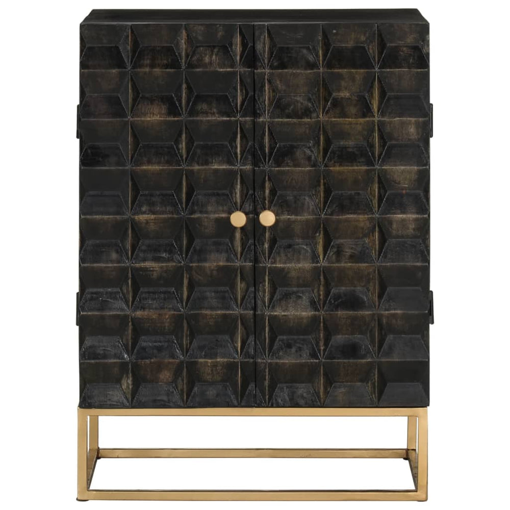 Sideboard Black 55X34X75 Cm Solid Wood Mango And Iron