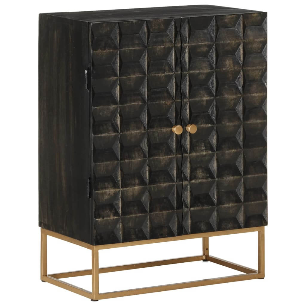 Sideboard Black 55X34X75 Cm Solid Wood Mango And Iron