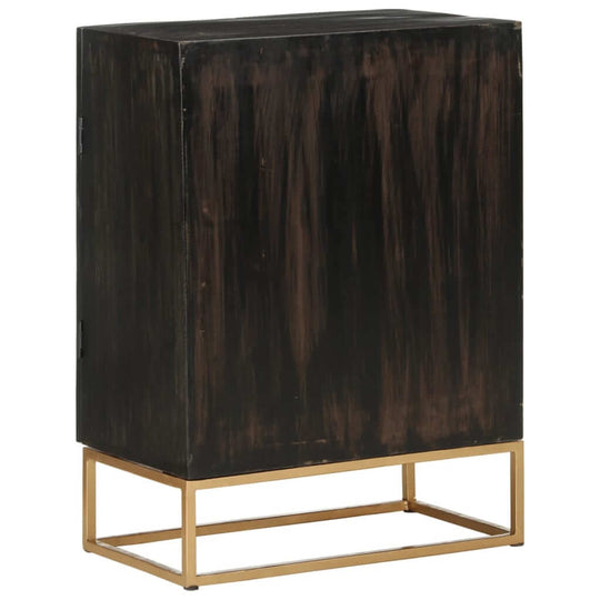 Sideboard Black 55X34X75 Cm Solid Wood Mango And Iron