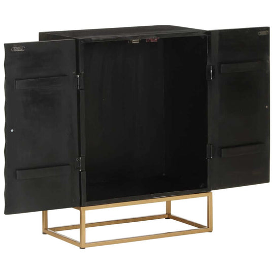 Sideboard Black 55X34X75 Cm Solid Wood Mango And Iron