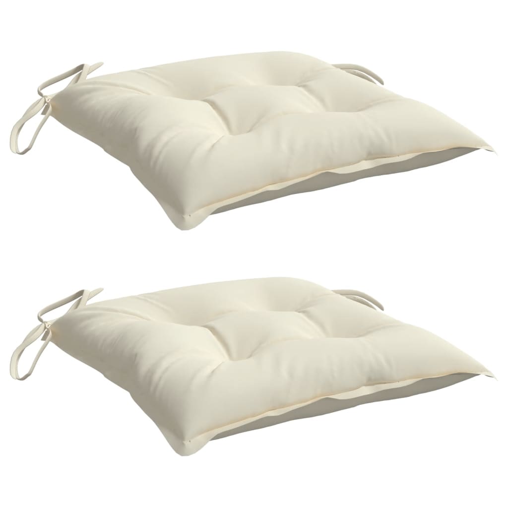 Cream White Chair Cushions 2 pcs 50x50x7 cm, Affordable Quality Oxford Fabric for Outdoor Comfort