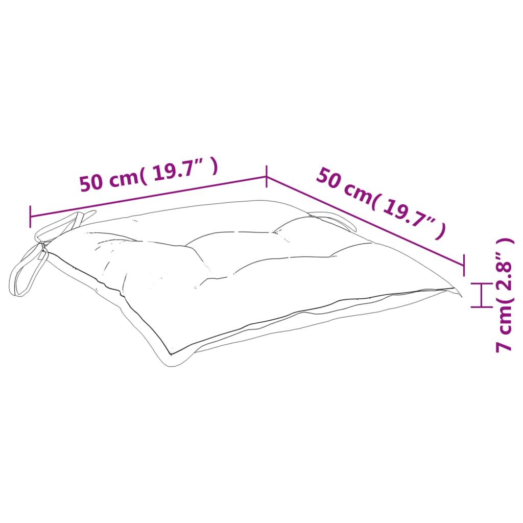 Dimensions of Cream White Chair Cushion 50x50x7 cm in Oxford Fabric