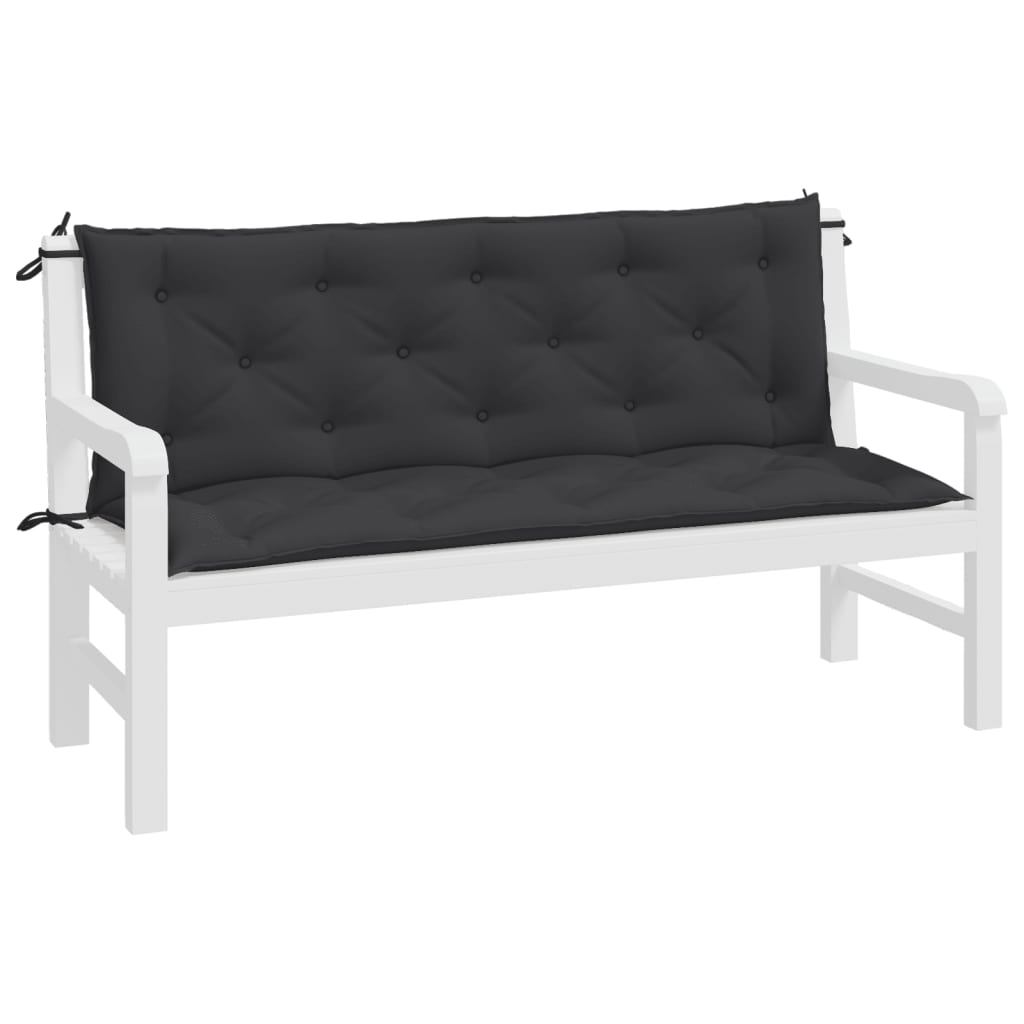 Garden Bench Cushions 2pcs Black 150x50x7cm Oxford Fabric