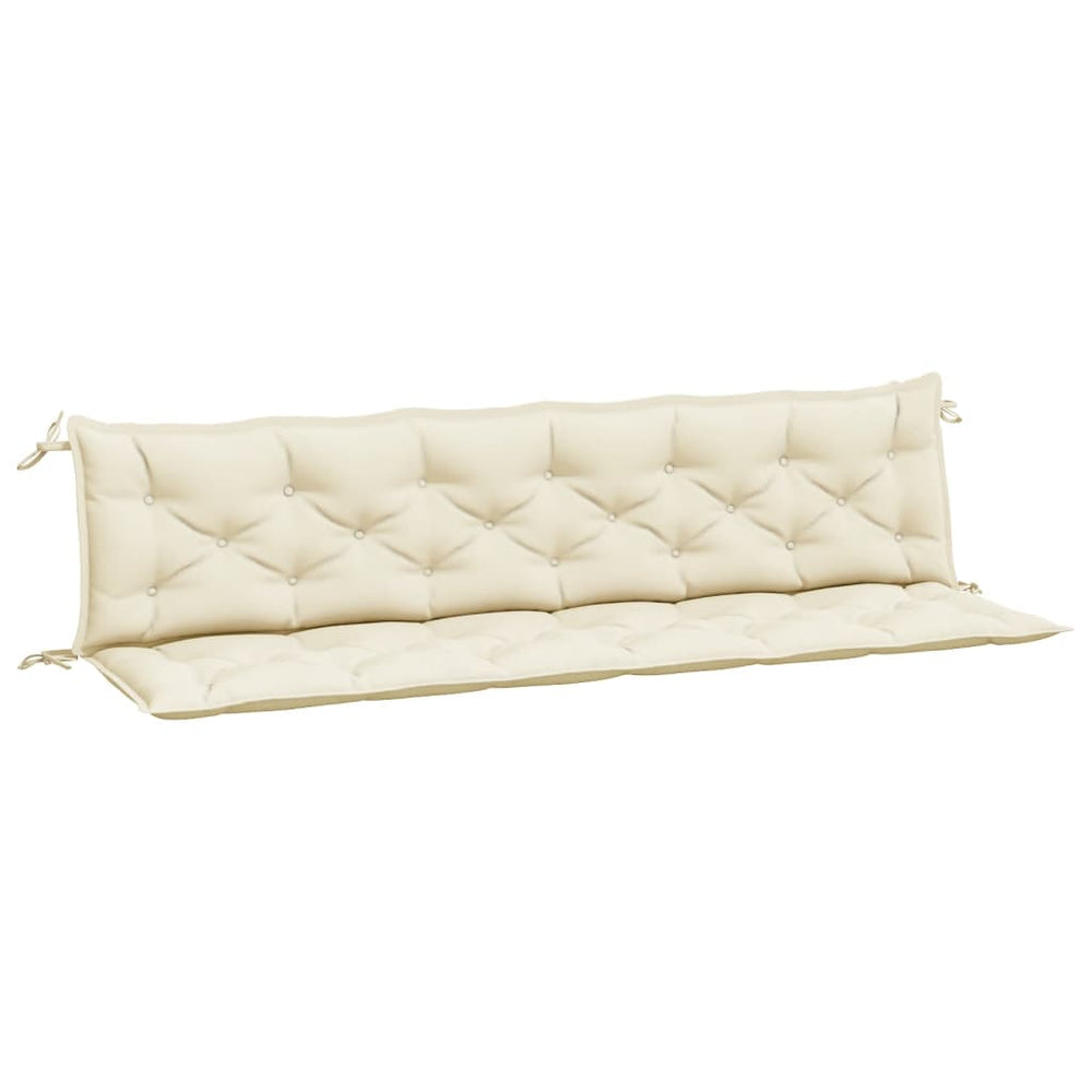 Cream white garden bench cushion made of durable Oxford fabric with soft hollow fibre filling, 200x50x7cm, affordable quality.