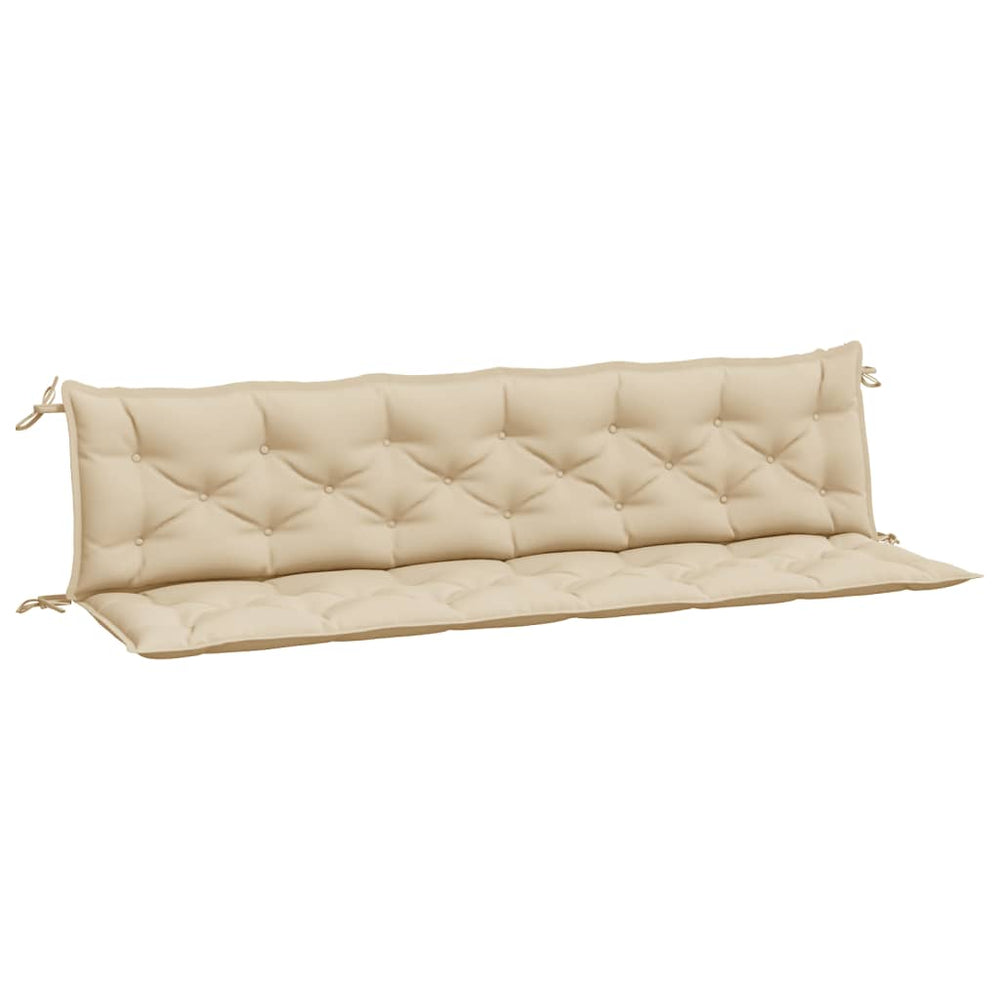 Affordable quality garden bench cushions in beige, 200x50x7 cm, made of durable, water-resistant Oxford fabric for outdoor comfort.