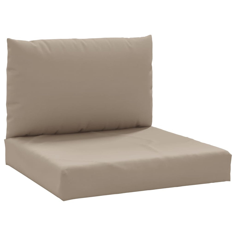 Affordable quality pallet cushions in taupe Oxford fabric. Durable, water-resistant, and ultra-soft filling for outdoor comfort.