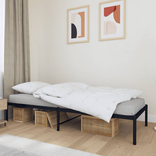 Metal Bed Frame without Mattress Black 90x190 cm