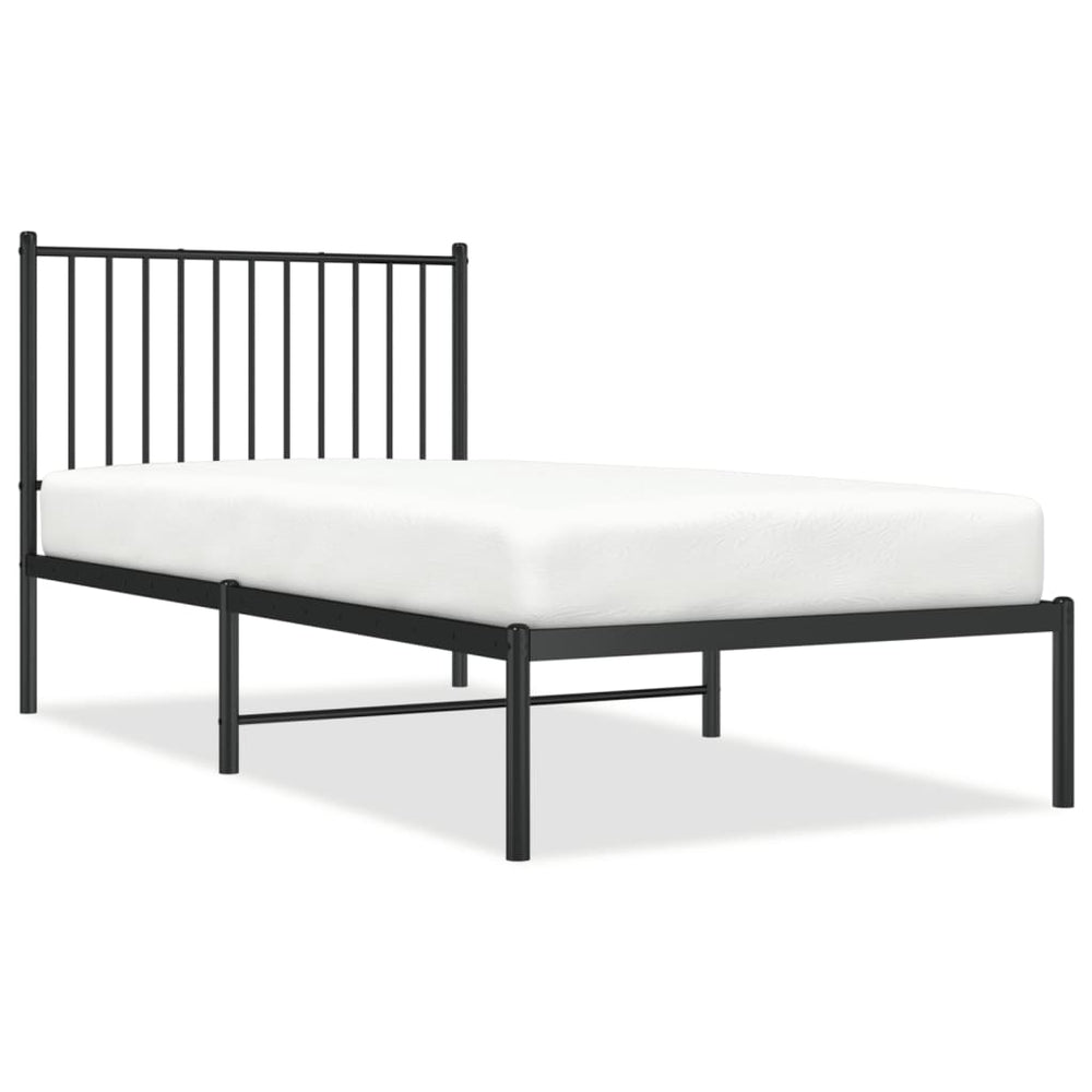 Metal Bed Frame without Mattress with Headboard Black 90x190 cm