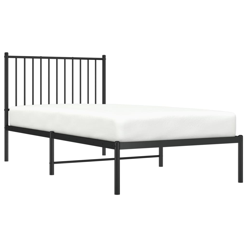 Metal Bed Frame without Mattress with Headboard Black 90x190 cm