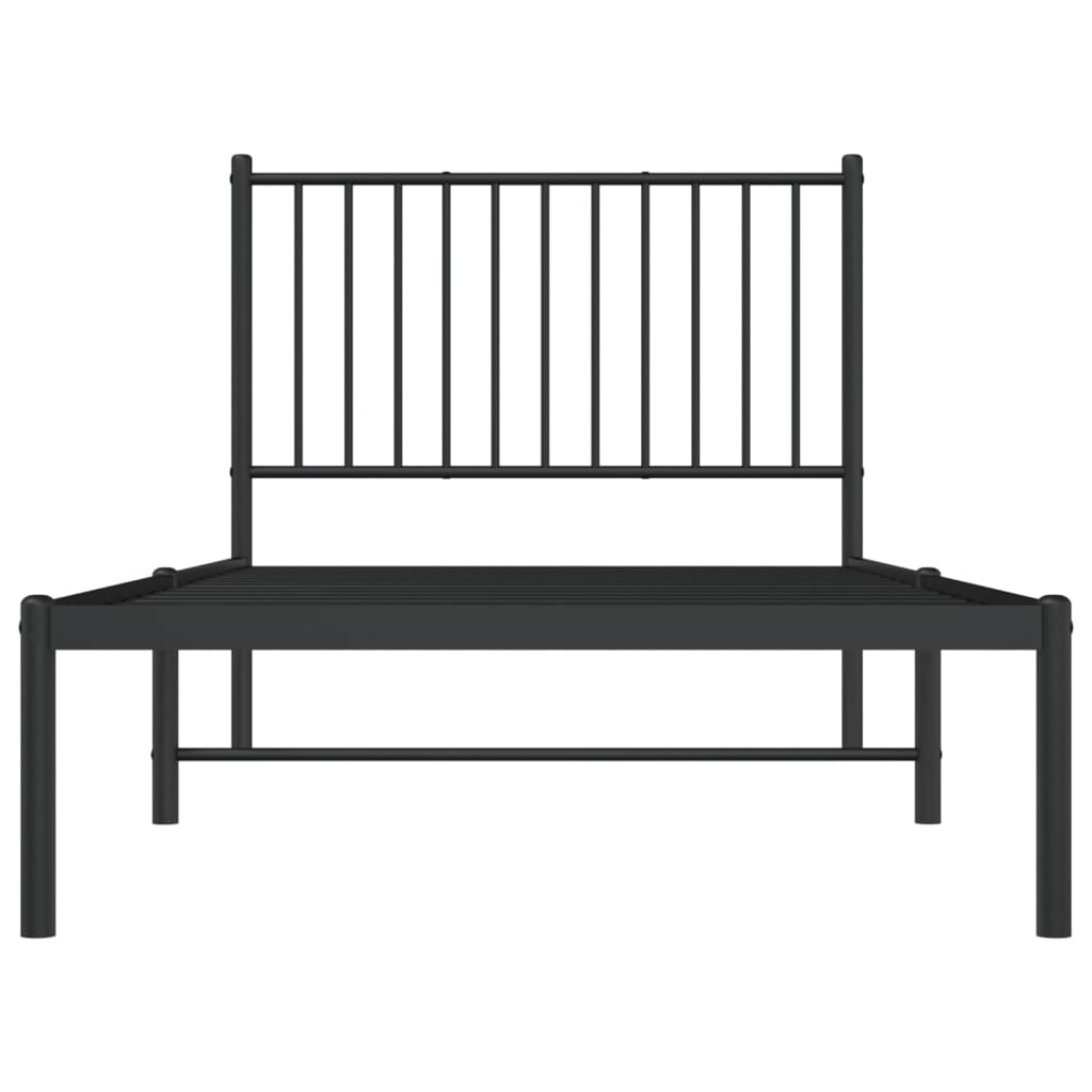 Metal Bed Frame without Mattress with Headboard Black 90x190 cm