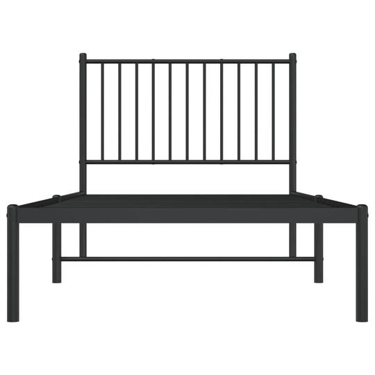 Metal Bed Frame without Mattress with Headboard Black 90x190 cm