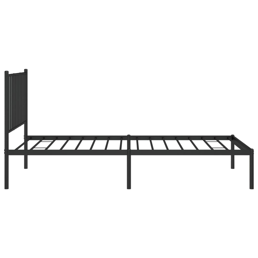 Metal Bed Frame without Mattress with Headboard Black 90x190 cm