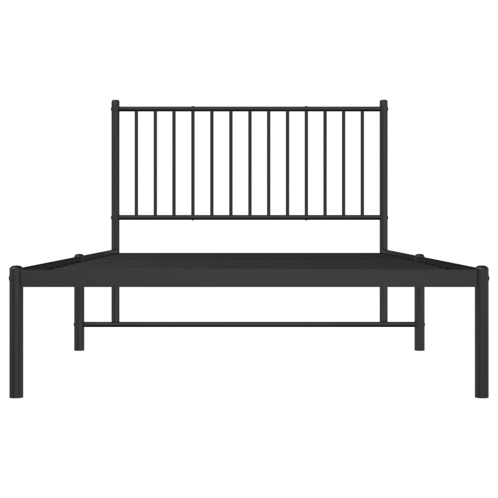 Metal Bed Frame without Mattress with Headboard Black 107x203 cm King Single