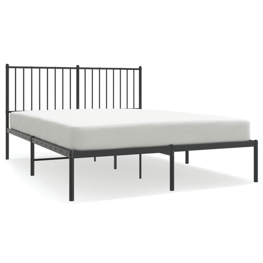 Metal Bed Frame without Mattress with Headboard Black 135x190 cm