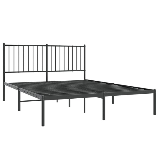 Metal Bed Frame without Mattress with Headboard Black 135x190 cm