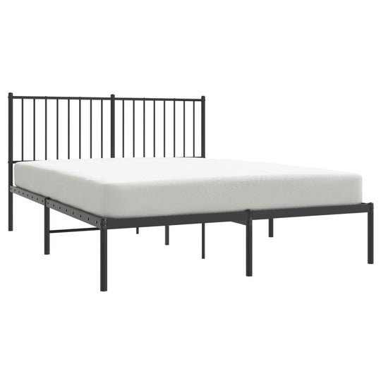 Metal Bed Frame without Mattress with Headboard Black 135x190 cm