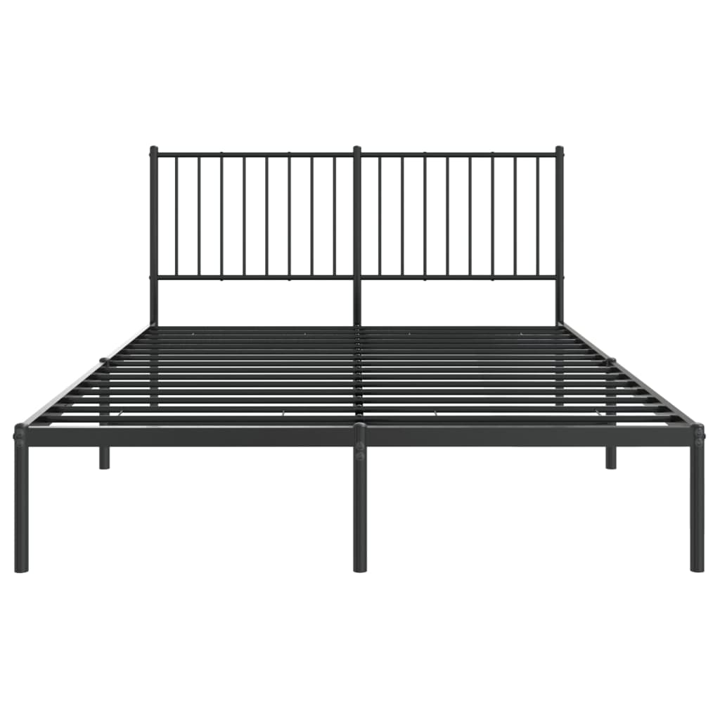 Metal Bed Frame without Mattress with Headboard Black 135x190 cm