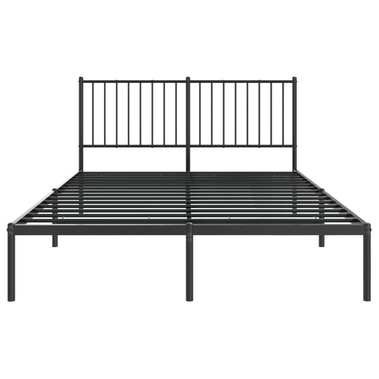 Metal Bed Frame without Mattress with Headboard Black 135x190 cm