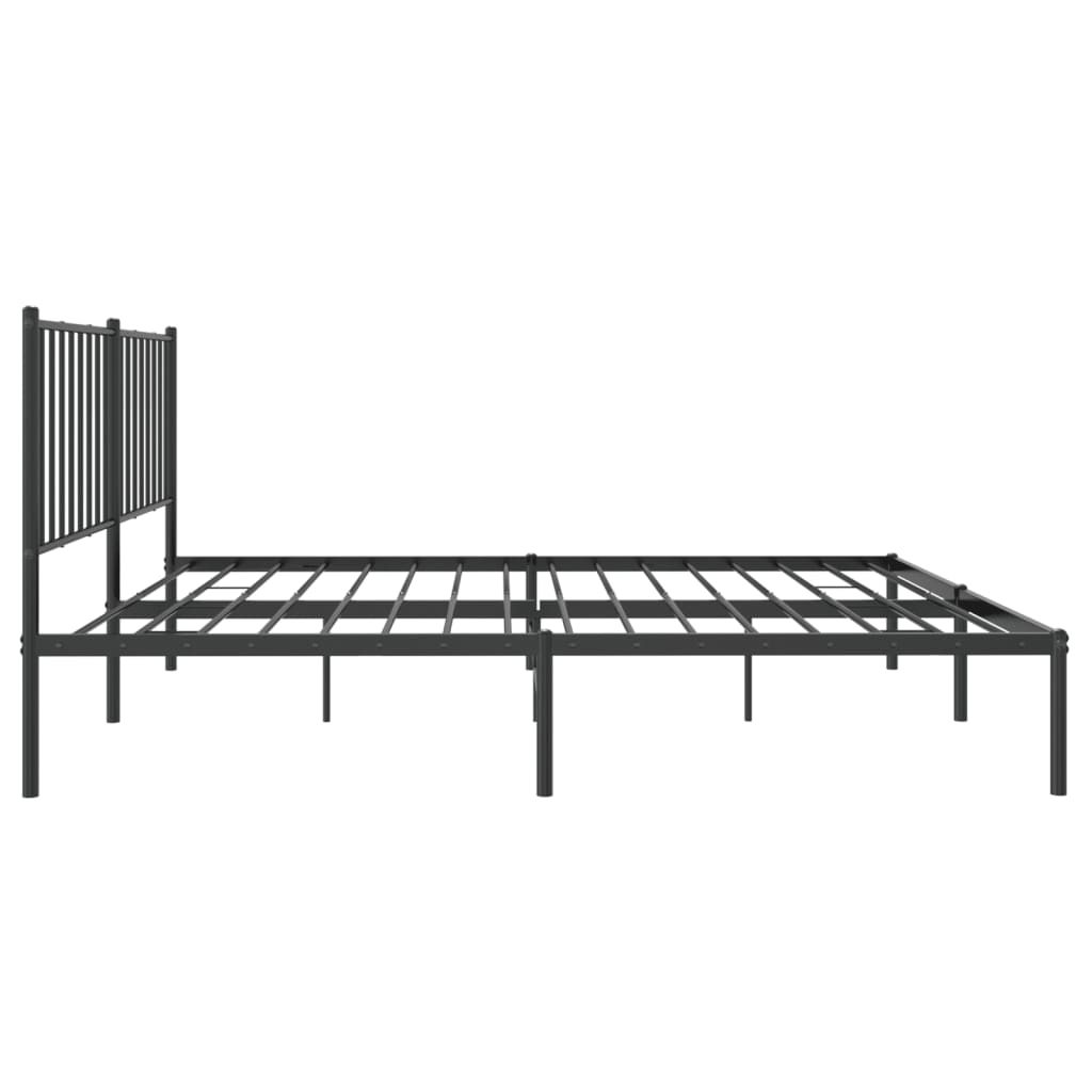 Metal Bed Frame without Mattress with Headboard Black 135x190 cm