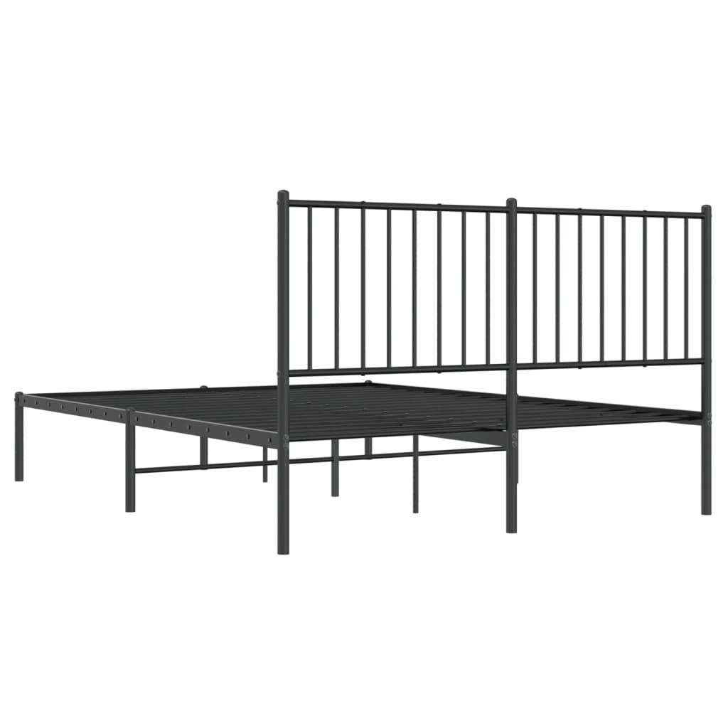 Metal Bed Frame without Mattress with Headboard Black 135x190 cm